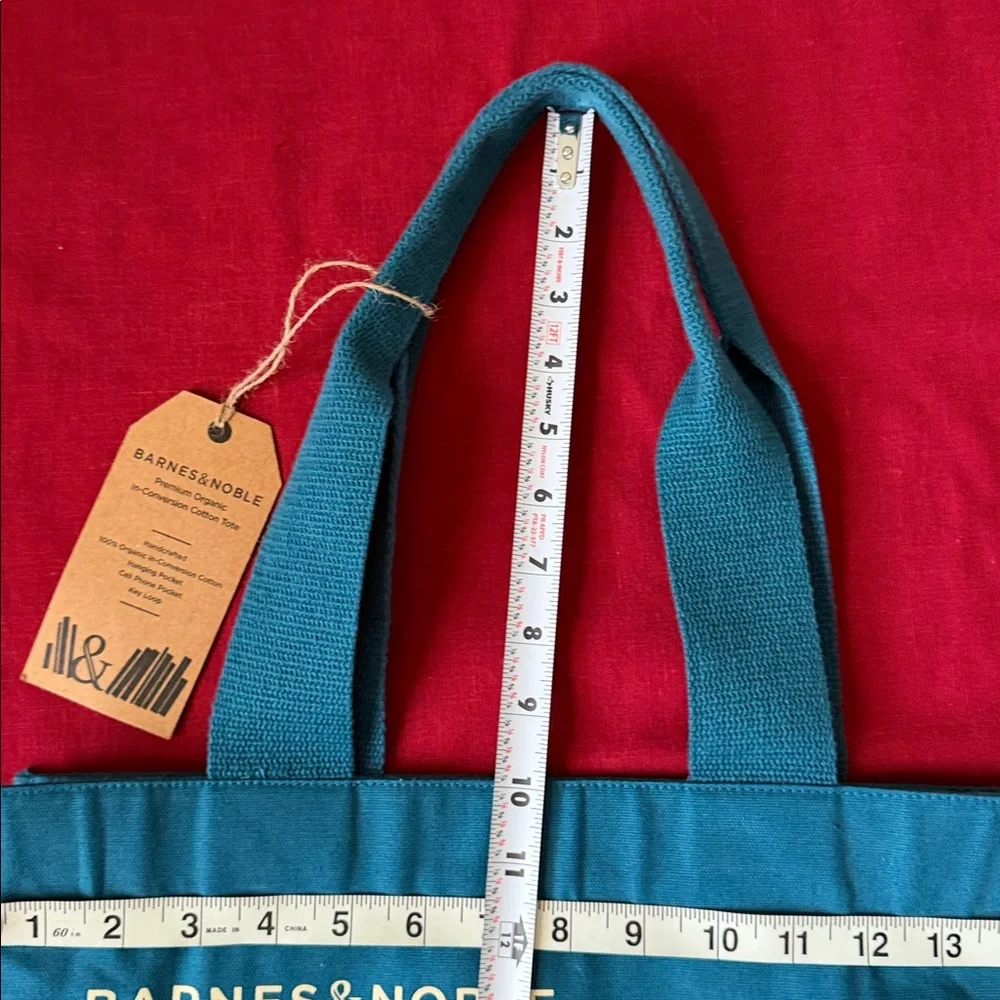 NWT Barnes & Noble Teal Blue and Cream Cotton Tote